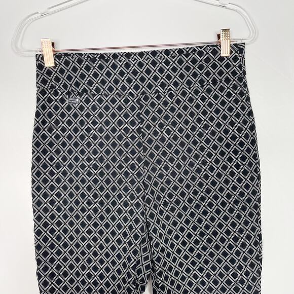 Premise Womens PM Black White Geometric Cropped Pants Petite Medium M Stretch - Picture 3 of 10